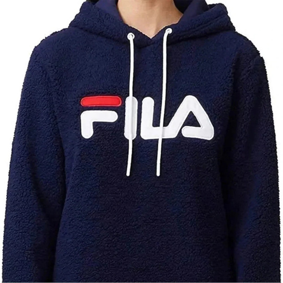 Fila Women’s M Navy Blue Josephine Sherpa Crop Hoodie - Picture 1 of 6